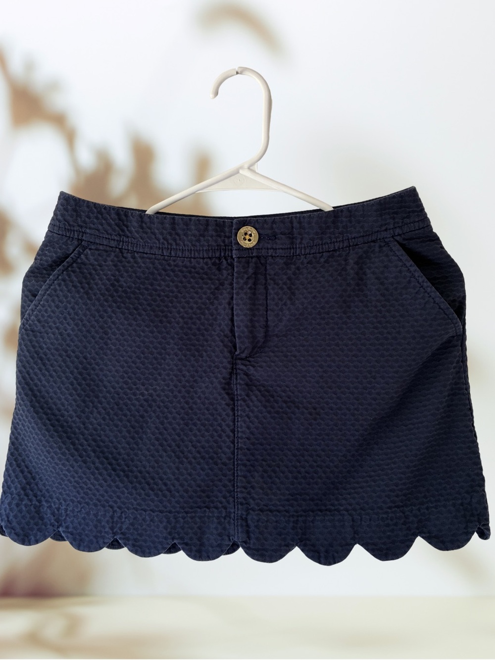 Lilly Pulitzer Colette Skort True Navy Size 0 Scallop Hem 100% cotton
